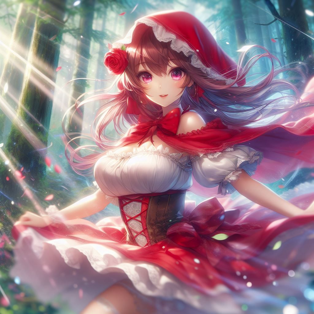 Red Riding Hood in JP Anime style by DALL-E 3