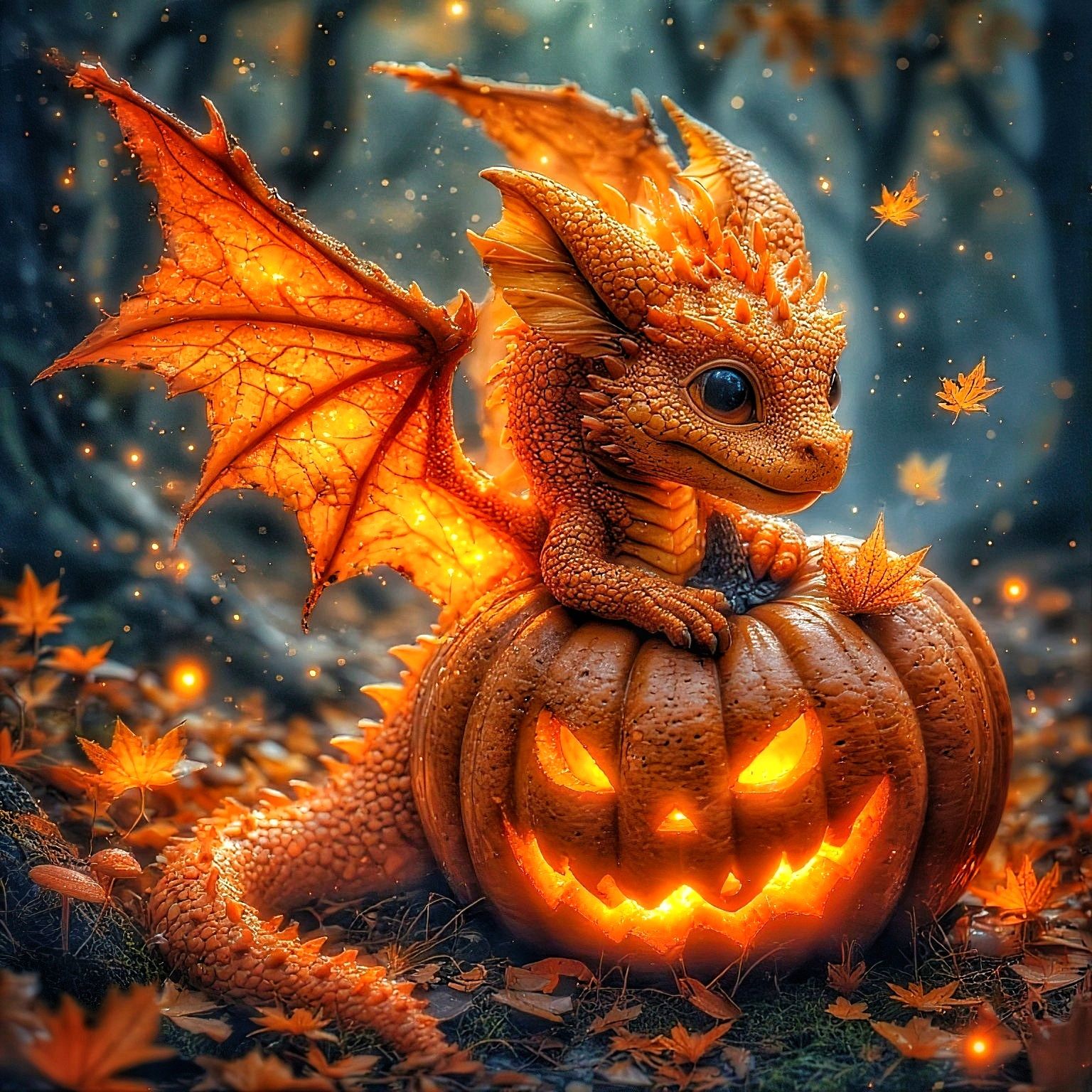 Orange pumpkin dragon