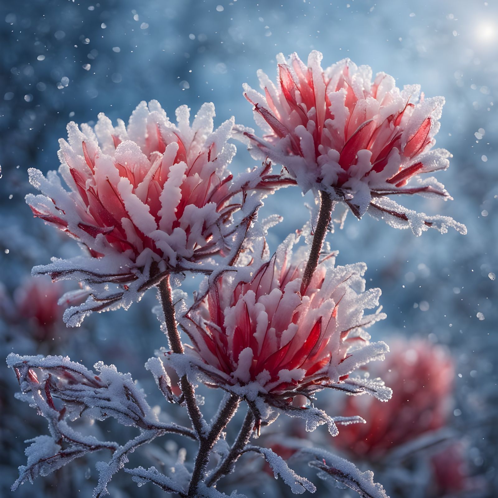 Ice Flowers..“Beauty doesn’t fade in the cold—it glows.”  by @Jenim