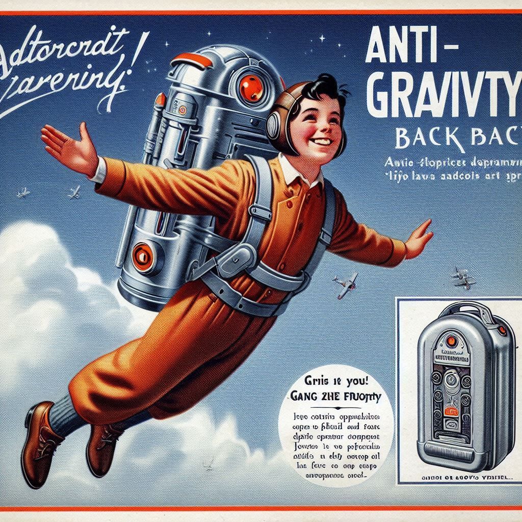 Anti-gravity backpack ad, 1930s