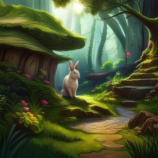 Cute bunny in the forest