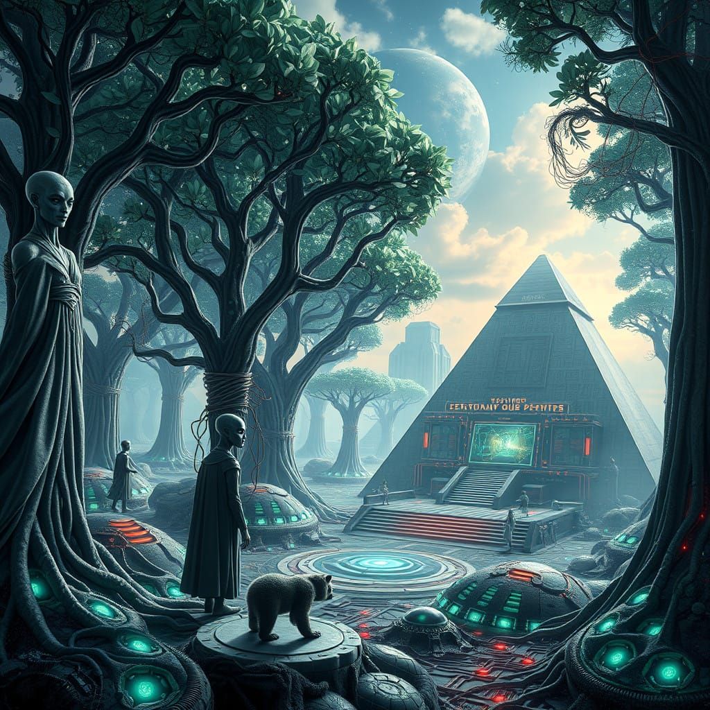 A dream world where computer technology is overtly manifest