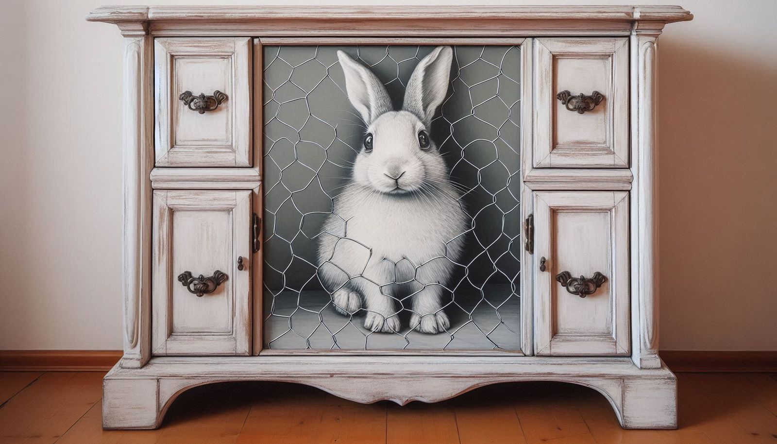 trompe l'oeil eines Hasen