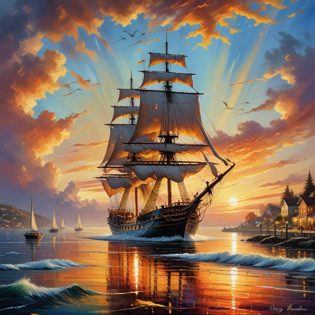 Tall ship sunset cruise,  by @artEM2022