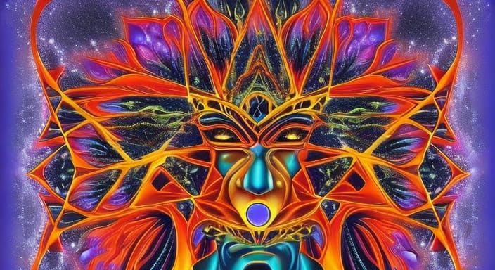 Dmt demon manifesting reality, self portrait, hyper, galacti...