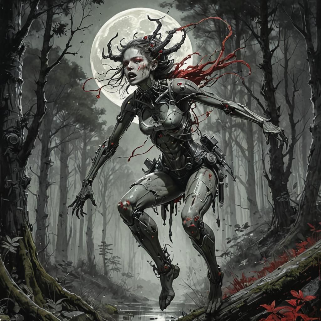 “Demon-cyborg in action”