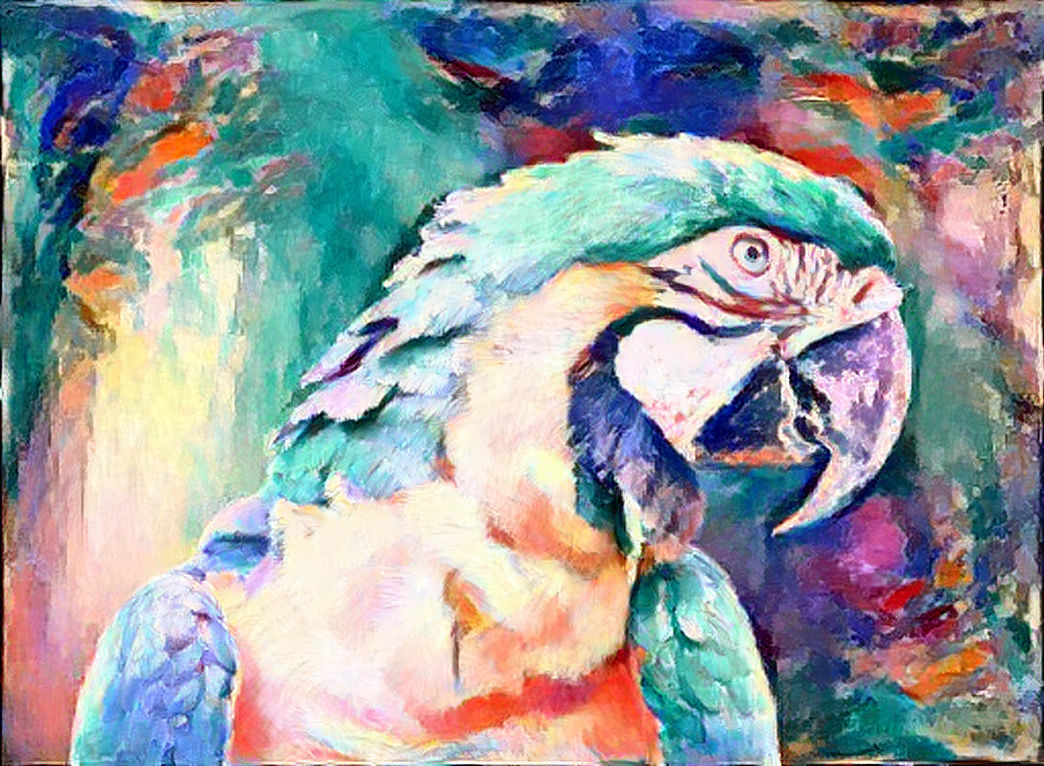 parrot in colored pencil strokes