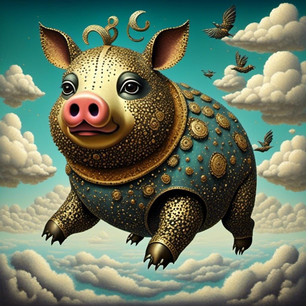 <lora:Destination Unknown:1.0> Robot flying pig 
