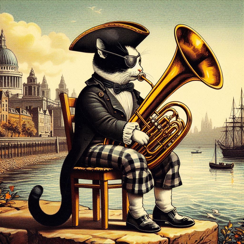 Pirate Kitty Playing Tuba 2