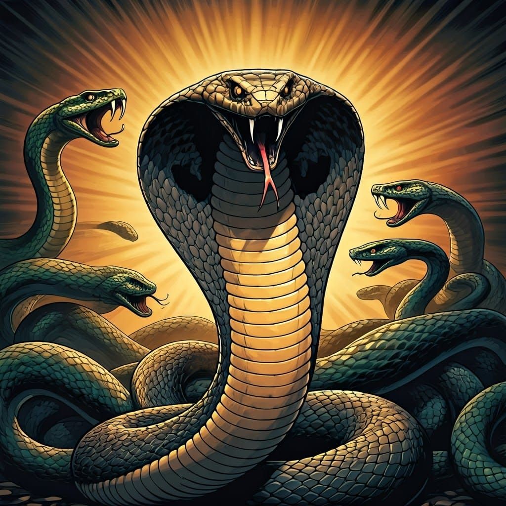 Cobra Spewing Venom in Comic Book Style