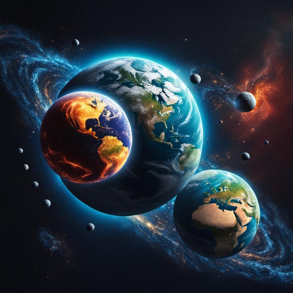 a beautiful planet  is orbiting two stars