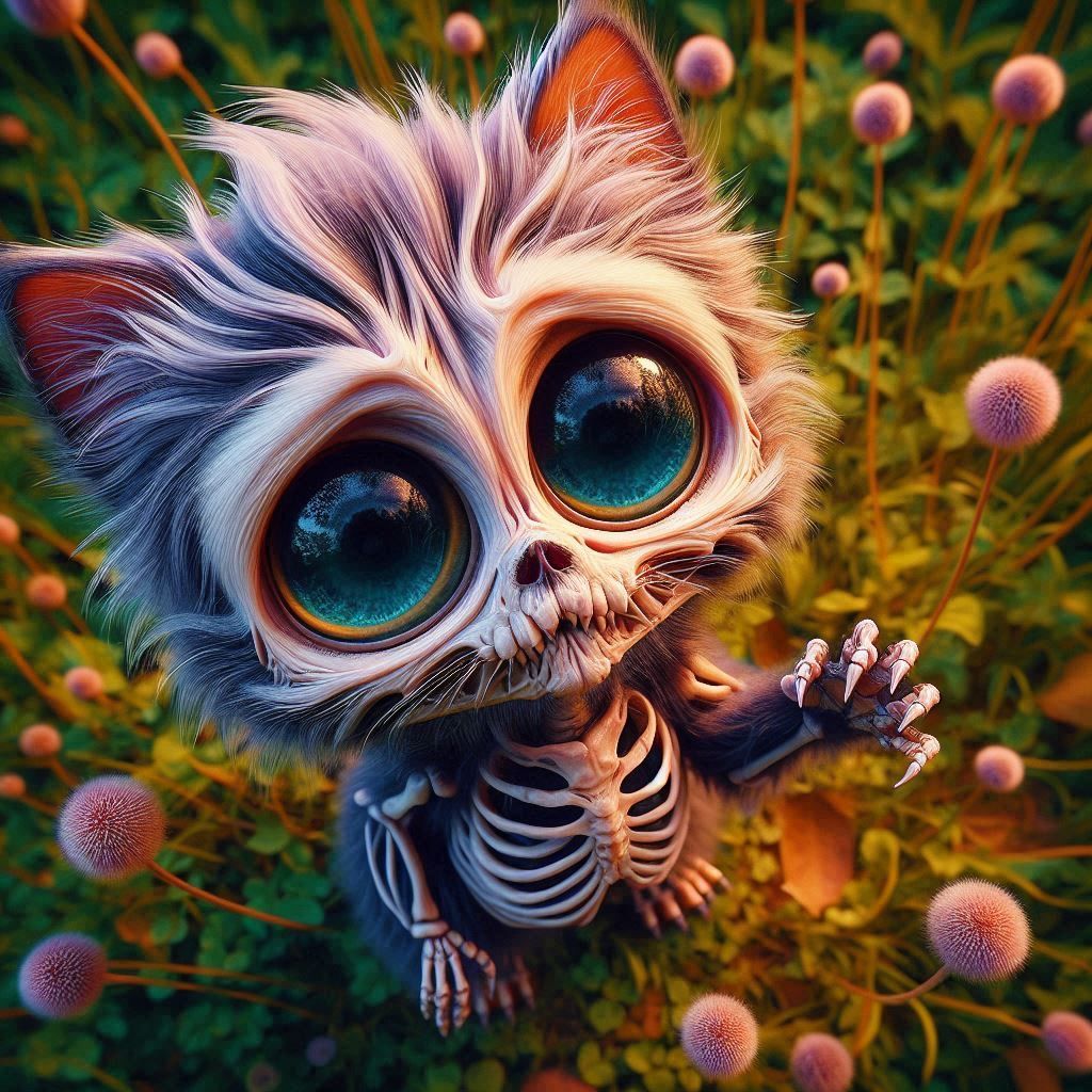 Skeletal Kitten Me Reach