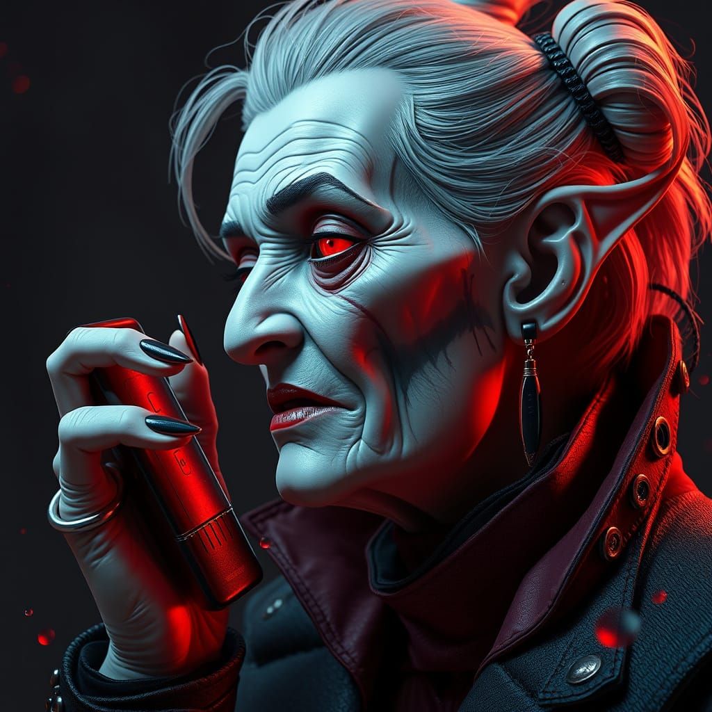 Ethereal Vampire Grandma in a Modern World