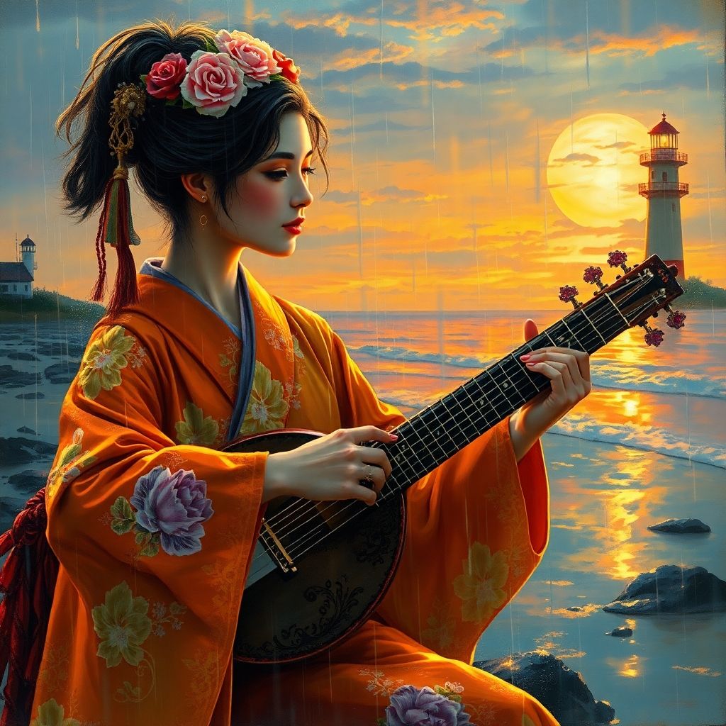 Geisha at beach