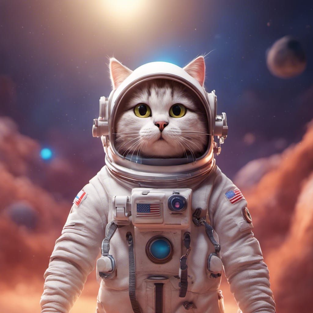 astronaut cat white - AI Generated Artwork - NightCafe Creator