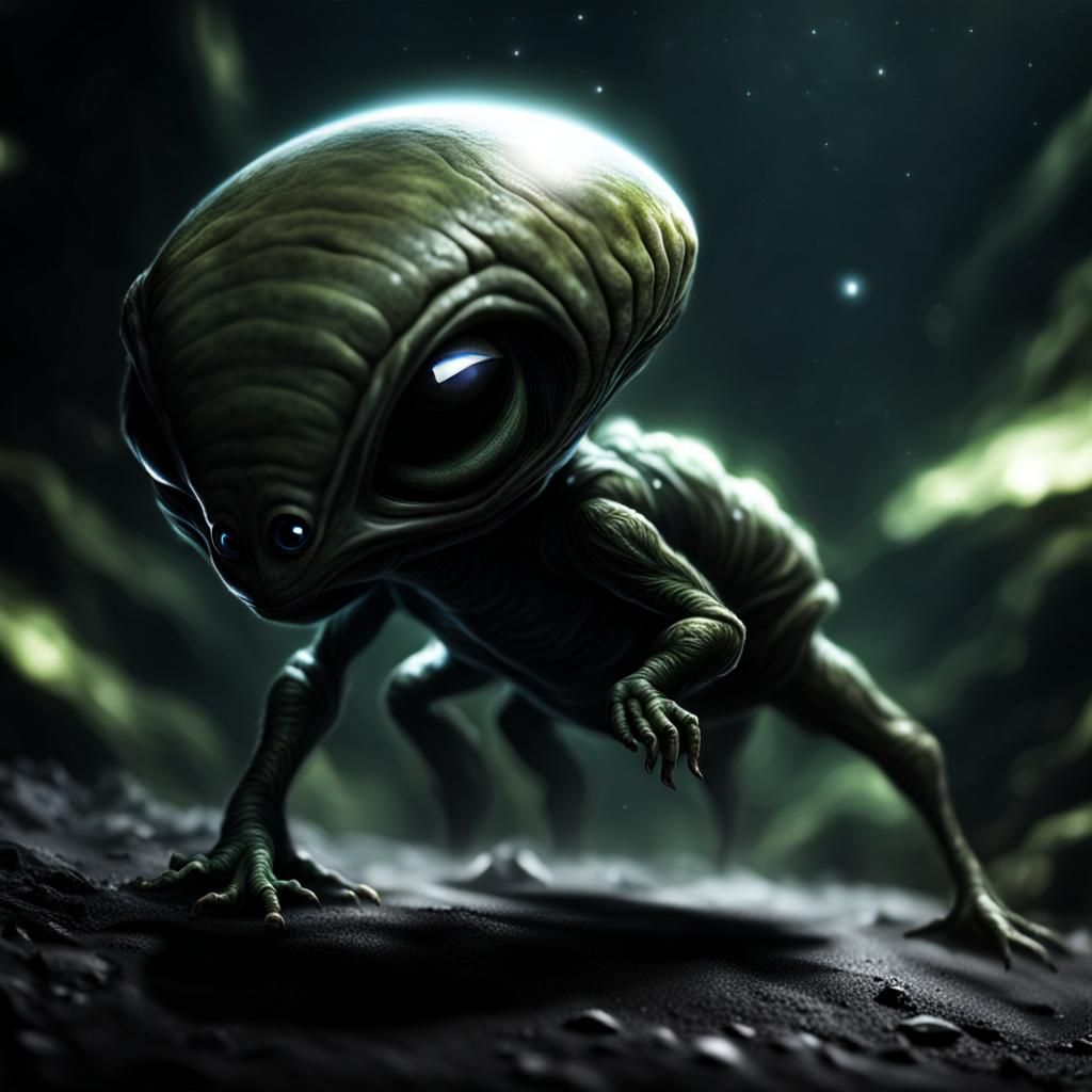 Luther, baby alien creature looking for its mom