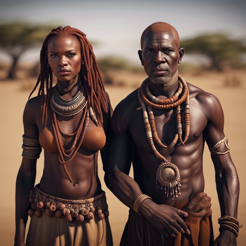 Couple from the Himba tribe in Angola, Africa - AI Generated Artwork ...