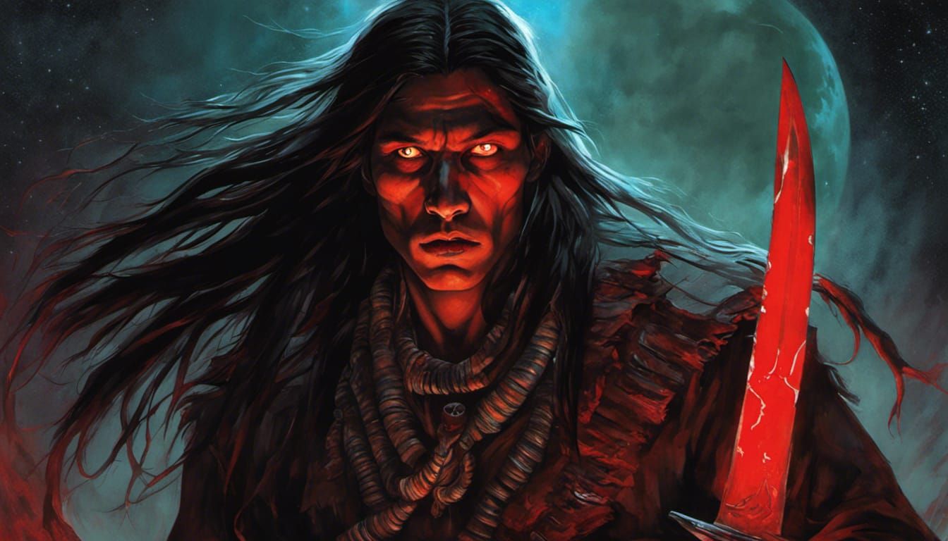 "25-year-old male Native American vampire with glowing blood...