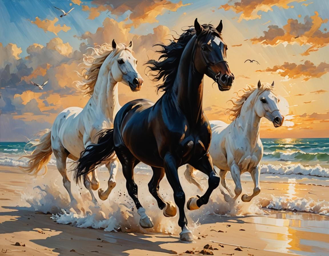 cavalos correndo na praia  by @GEDUMAR