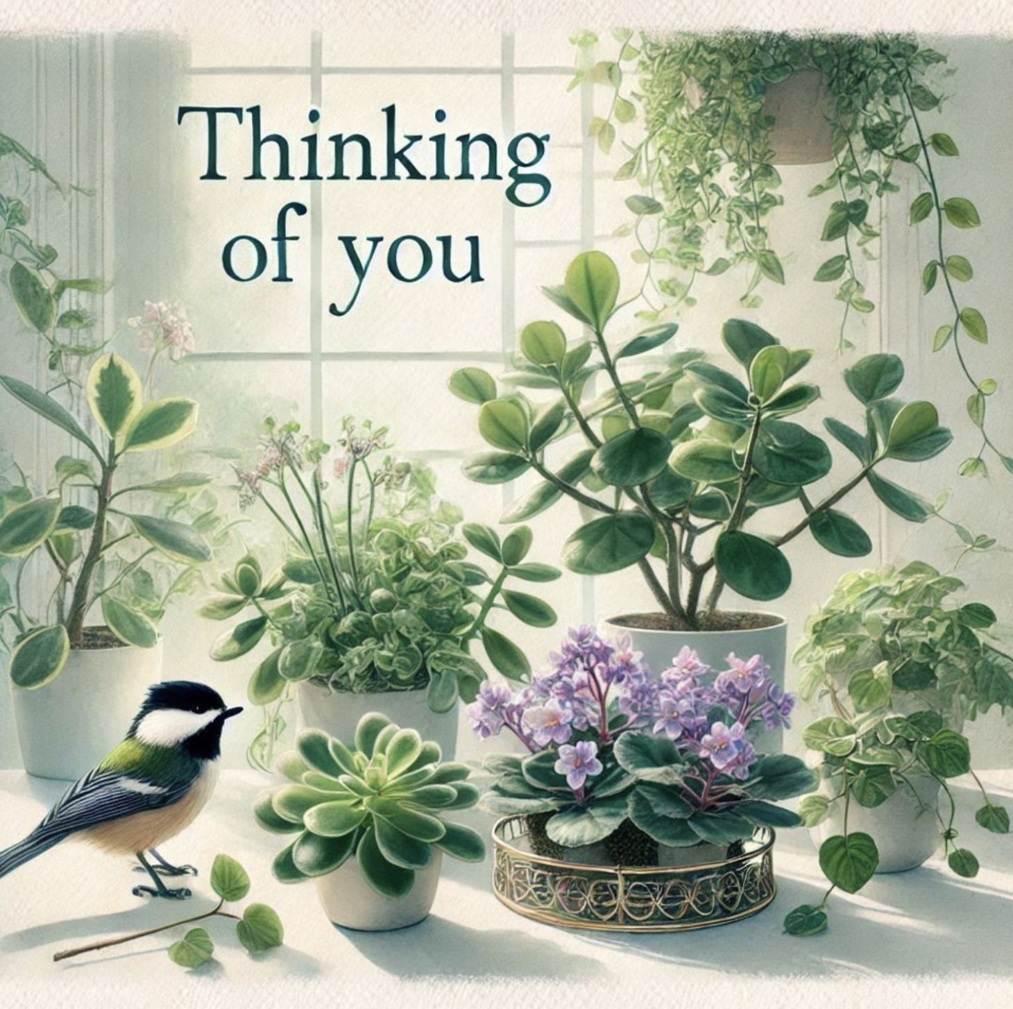 Thinking of You (Houseplants, Chickadee)