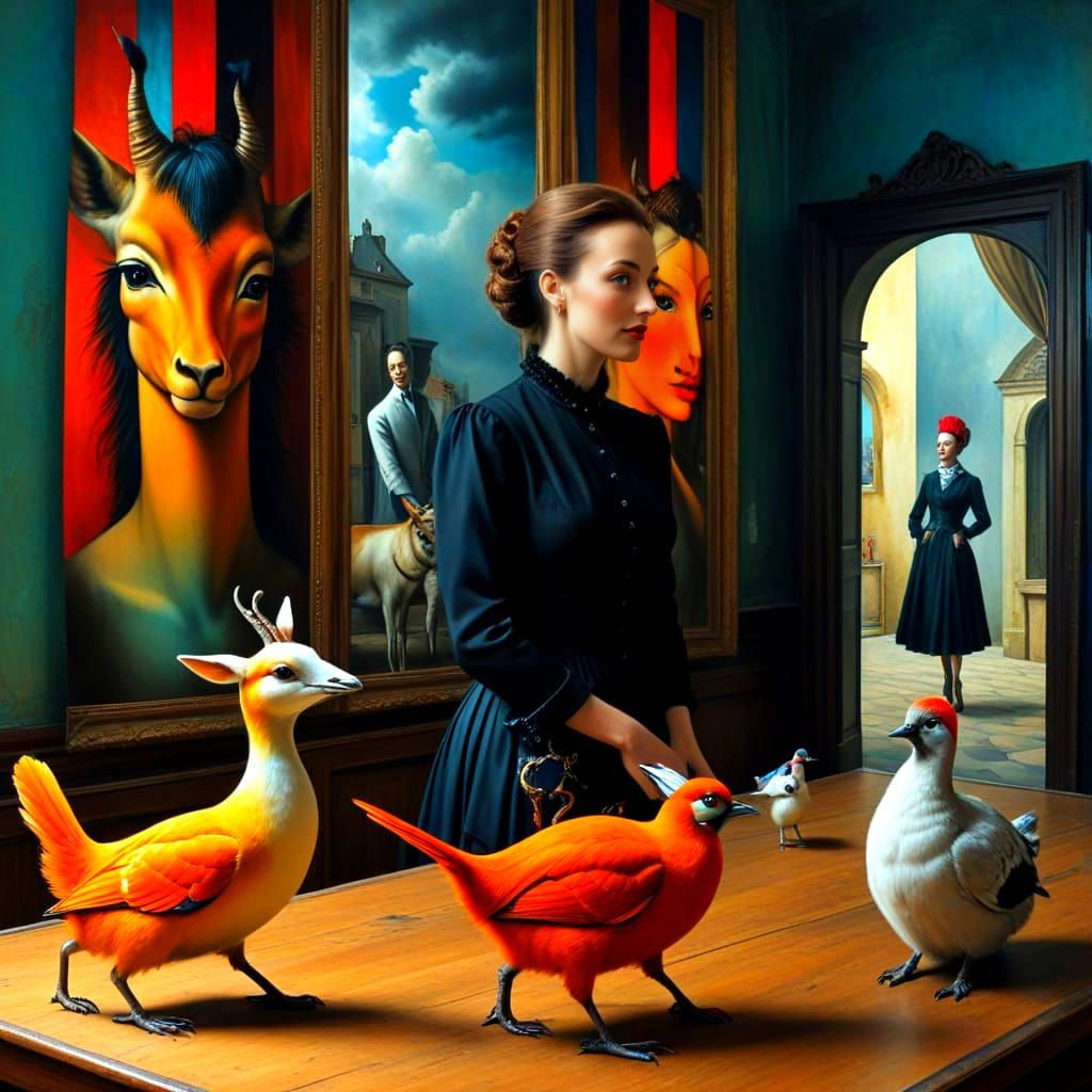 Fantastic Women and Animals in Surreal Setting