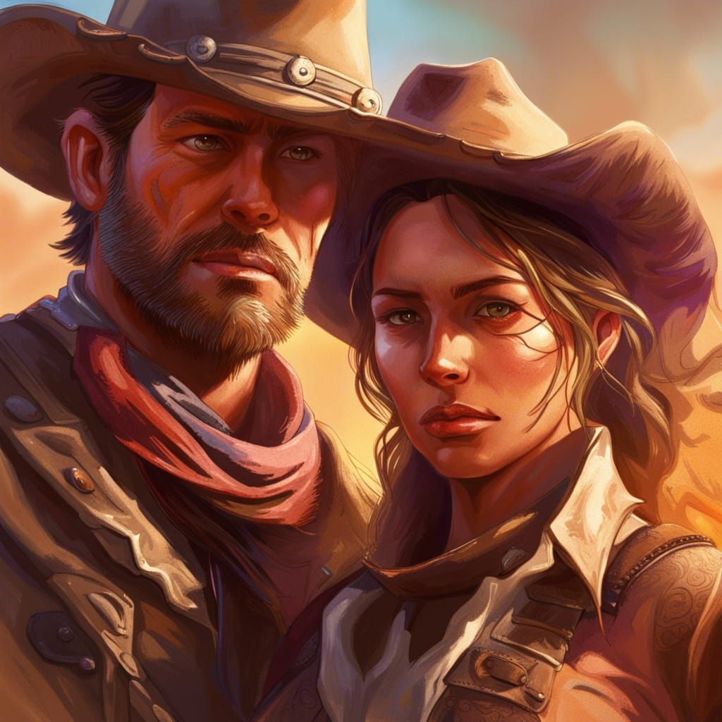 Cowboy & Cowgirl Desert Quests - AI Generated Artwork - NightCafe Creator