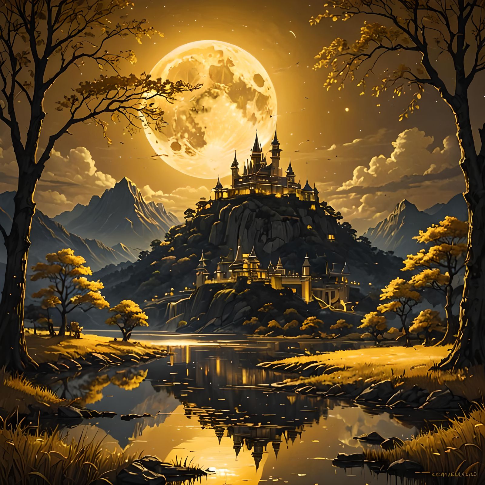  Kingdom bathed in golden moonlight  by @Artificial Artistry