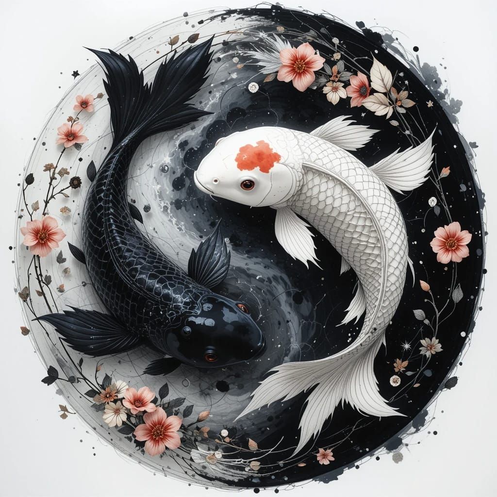PISCES KOI ZODIAC BLACK AND WHITE - 🐟⚖️🦁🦀🏹♊THE ZODIAC ♊�...