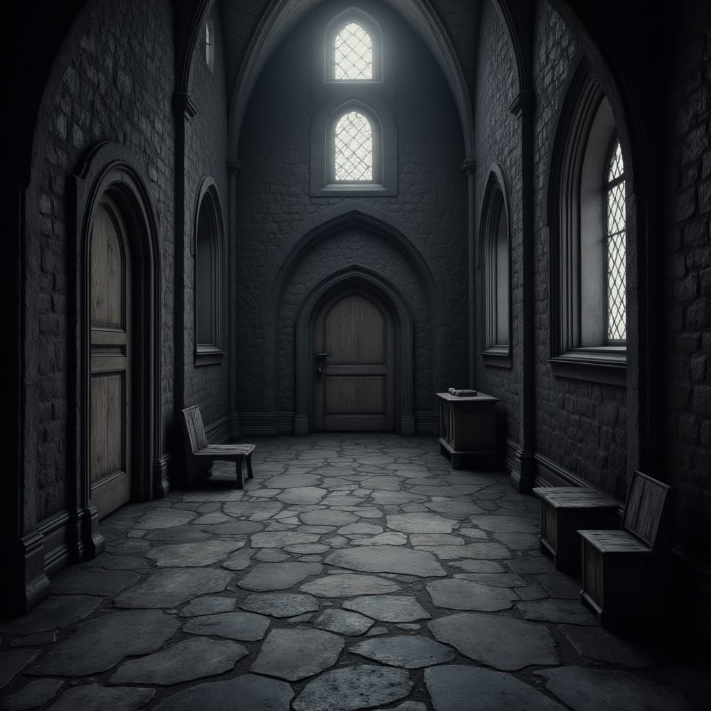 Spooky gothic castle inside the room 
<lora:Haunted:0.55>