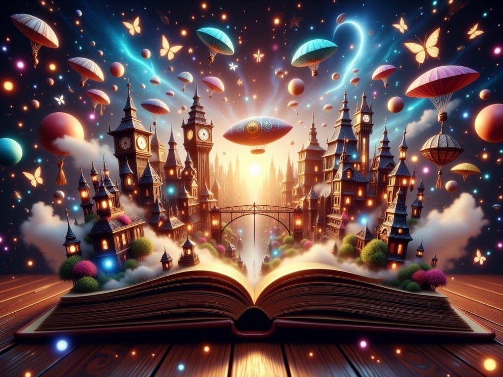 Steampunk world in a pop up book 