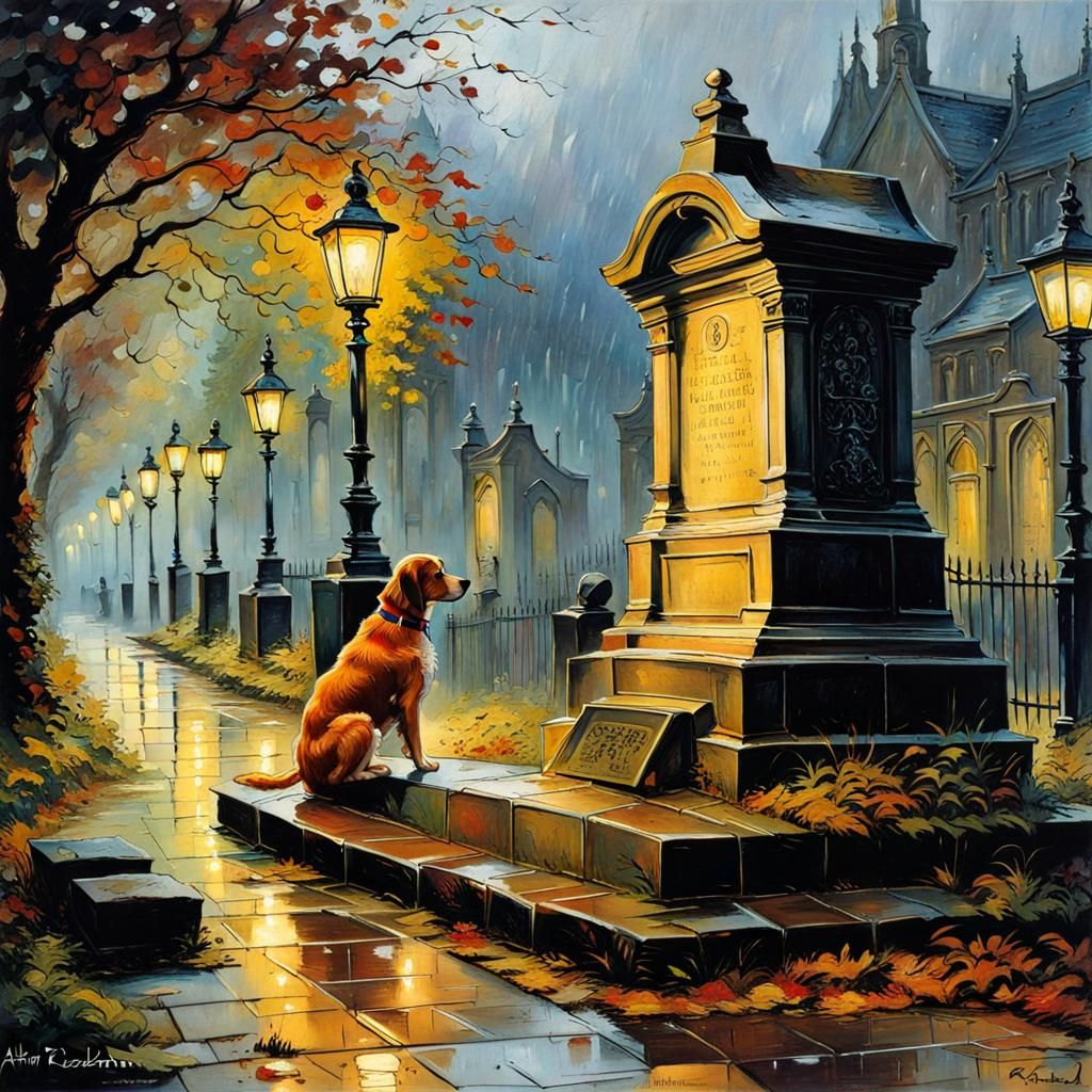 Waiting beside his owner's gravestone  by @TheFireElemental