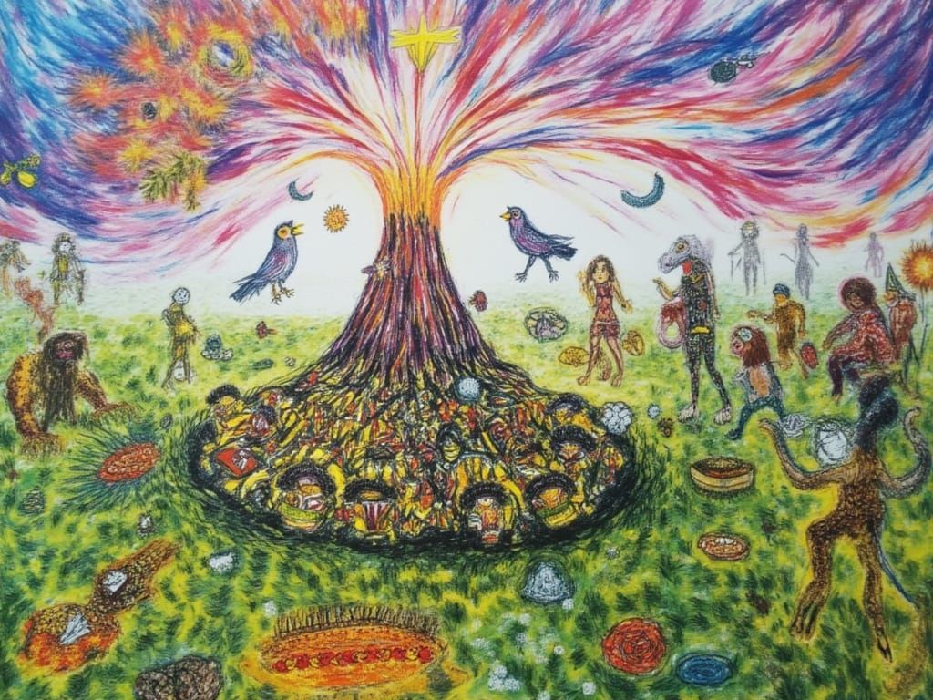 Voodoo Bacchanalia in Expressionist Neoclassical Style