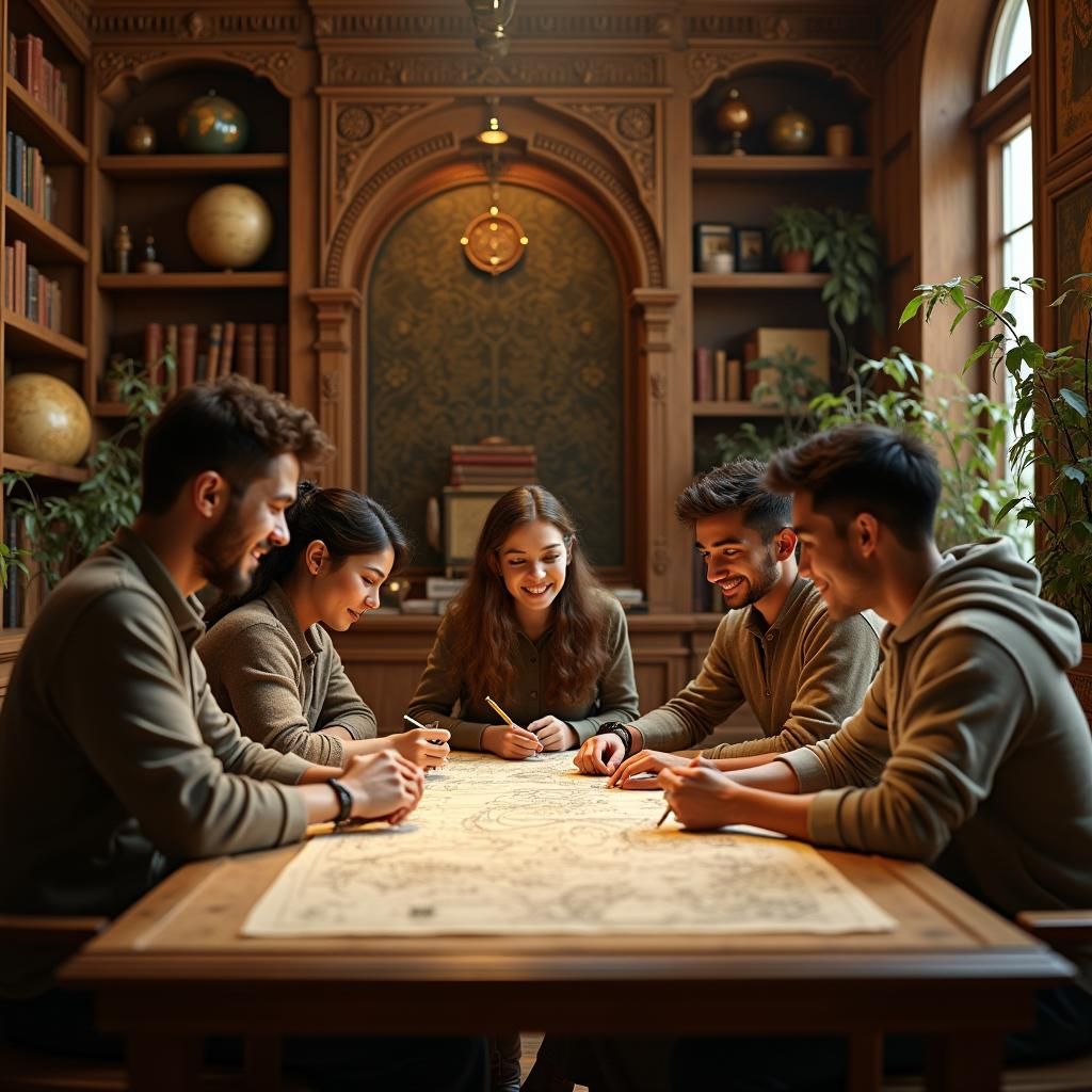 Hello, Please create an image of discovery showing international masters students who are studying sport and enrolled in the FIFA Master cou...