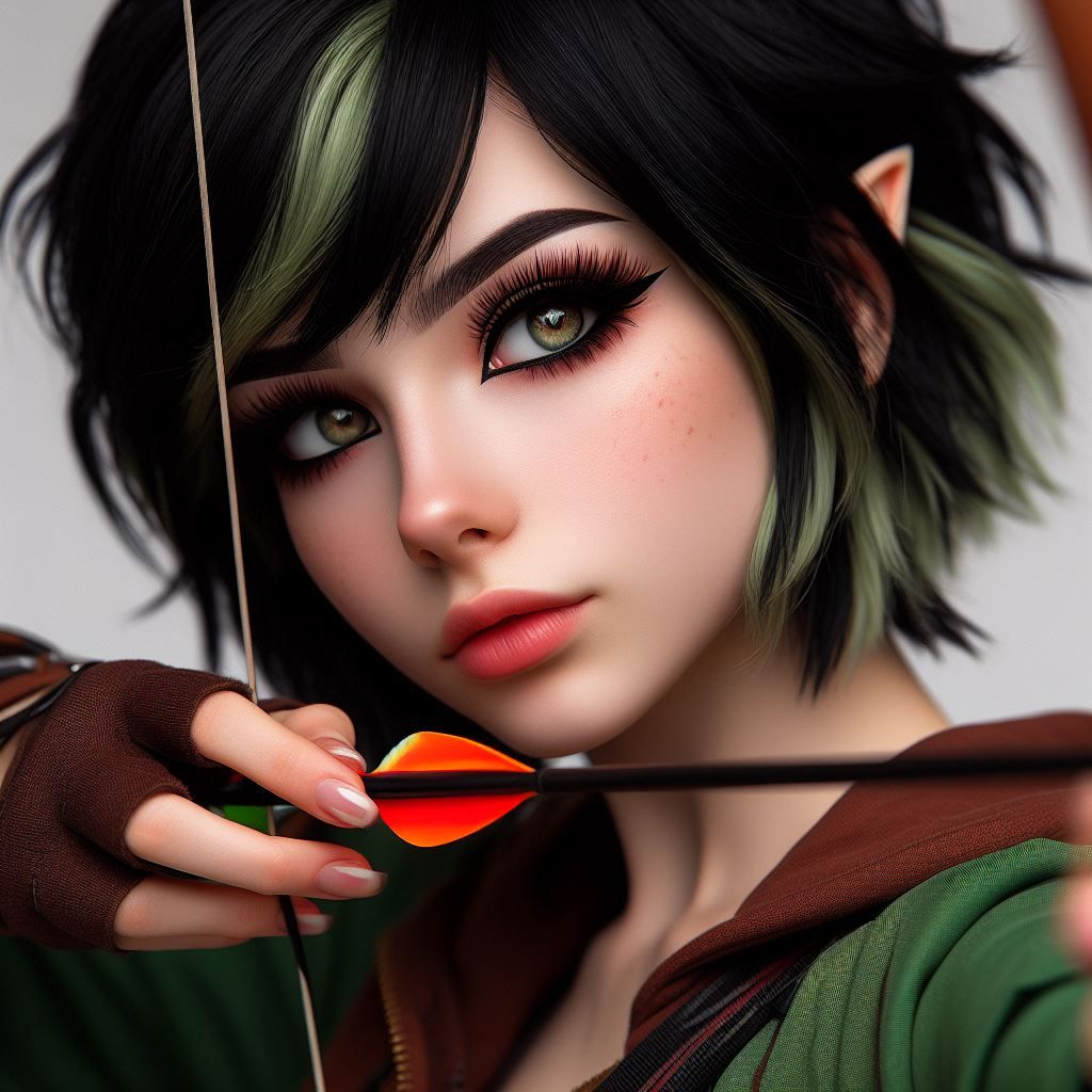 Young huntress in an enchanted forest