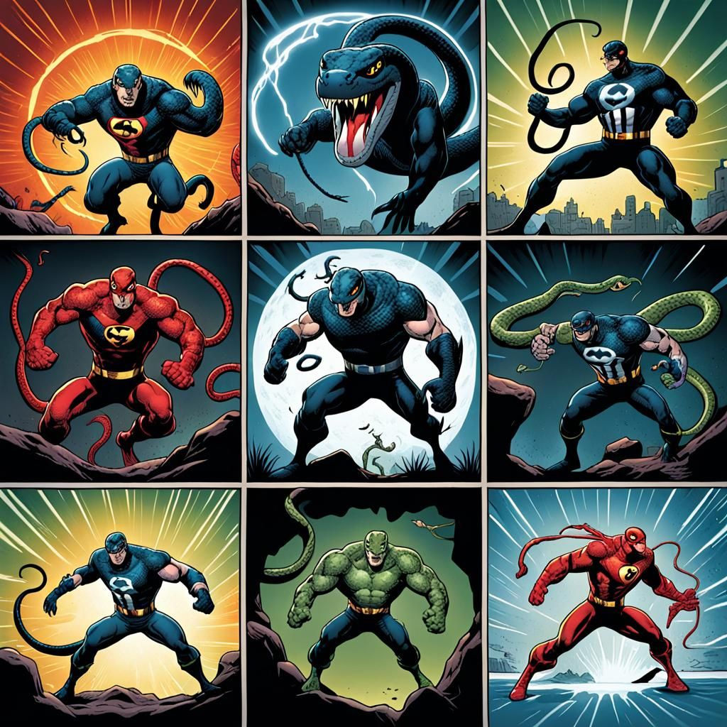 Comic panel featuring a superhero snake