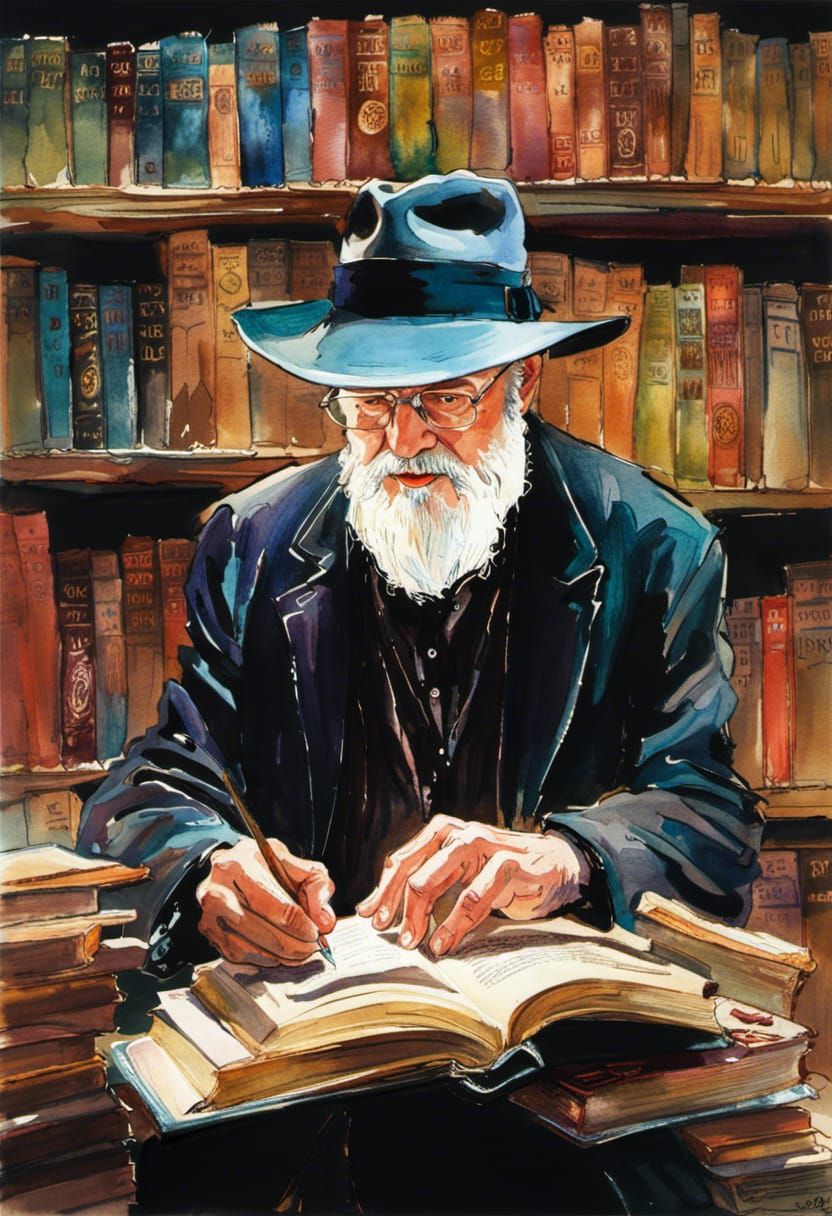 Terry Pratchett, the new librarian of the Unseen University  by @Noquelle