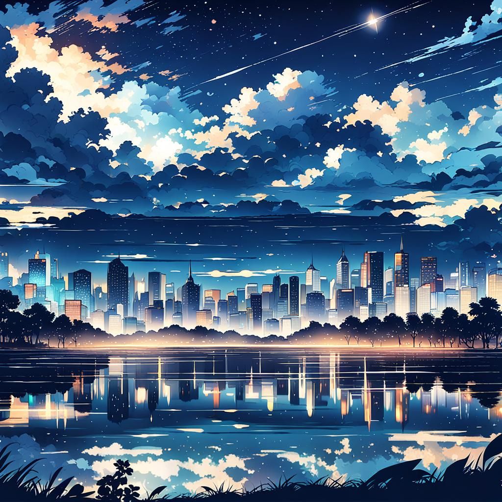 Night sky with city lights