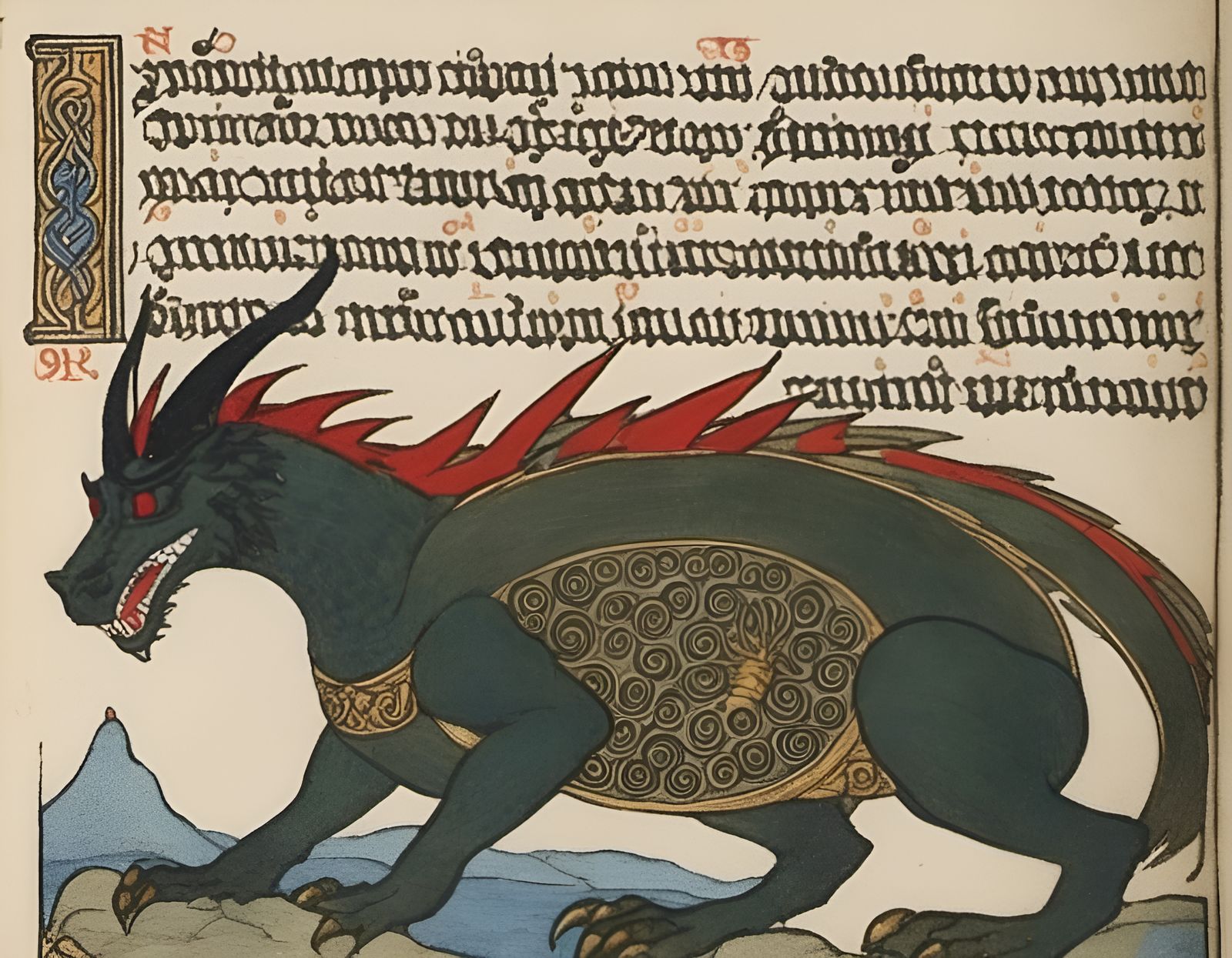 Illuminated Manuscript Dragon - AI Generated Artwork - NightCafe Creator