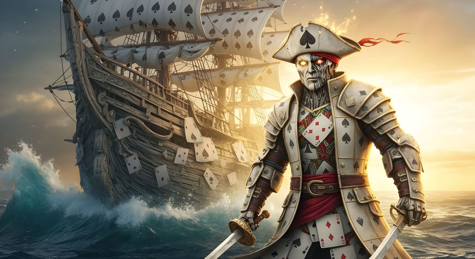 Epic surreal fantasy — the One-Eyed Jack of Spades as an anthropomorphic pirate warrior made entirely ...  by @Author JW Kiefer