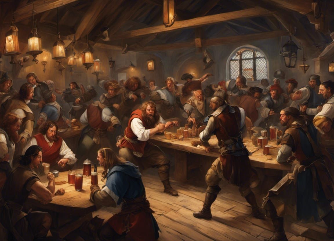 Medieval Tavern Just Before a Brawl Starts - AI Generated Artwork ...