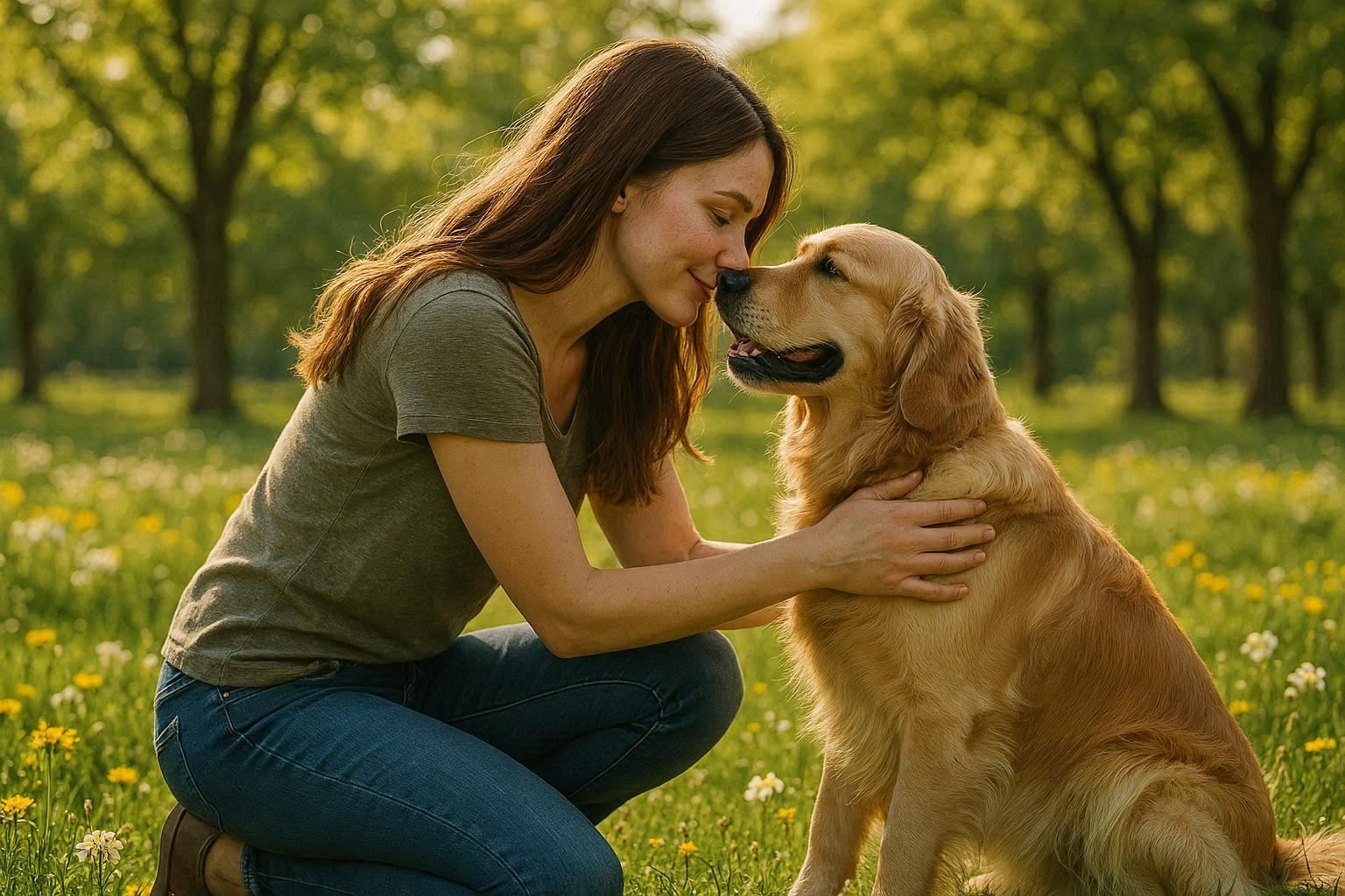 A Heartfelt Moment Between a Woman and Her Dog