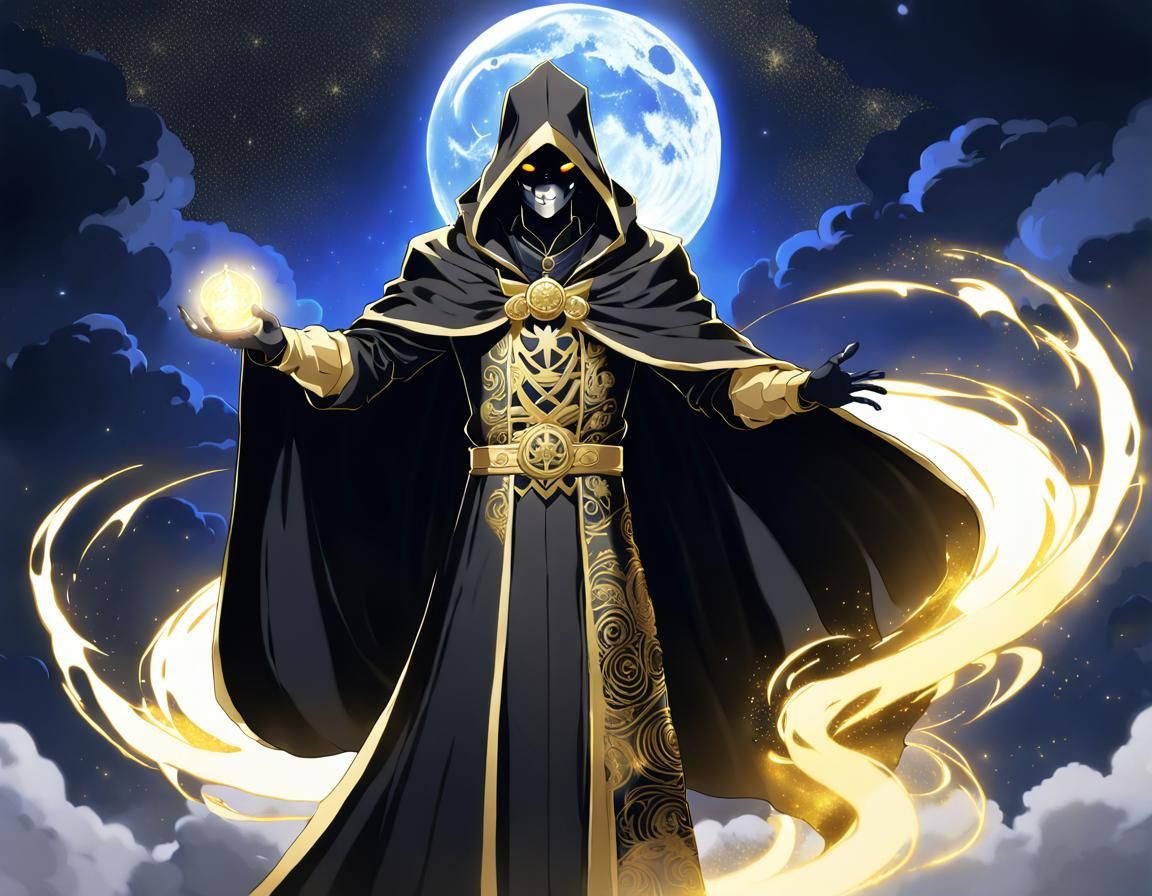 an illustration of a celestial ghoul like being wearing a bl...