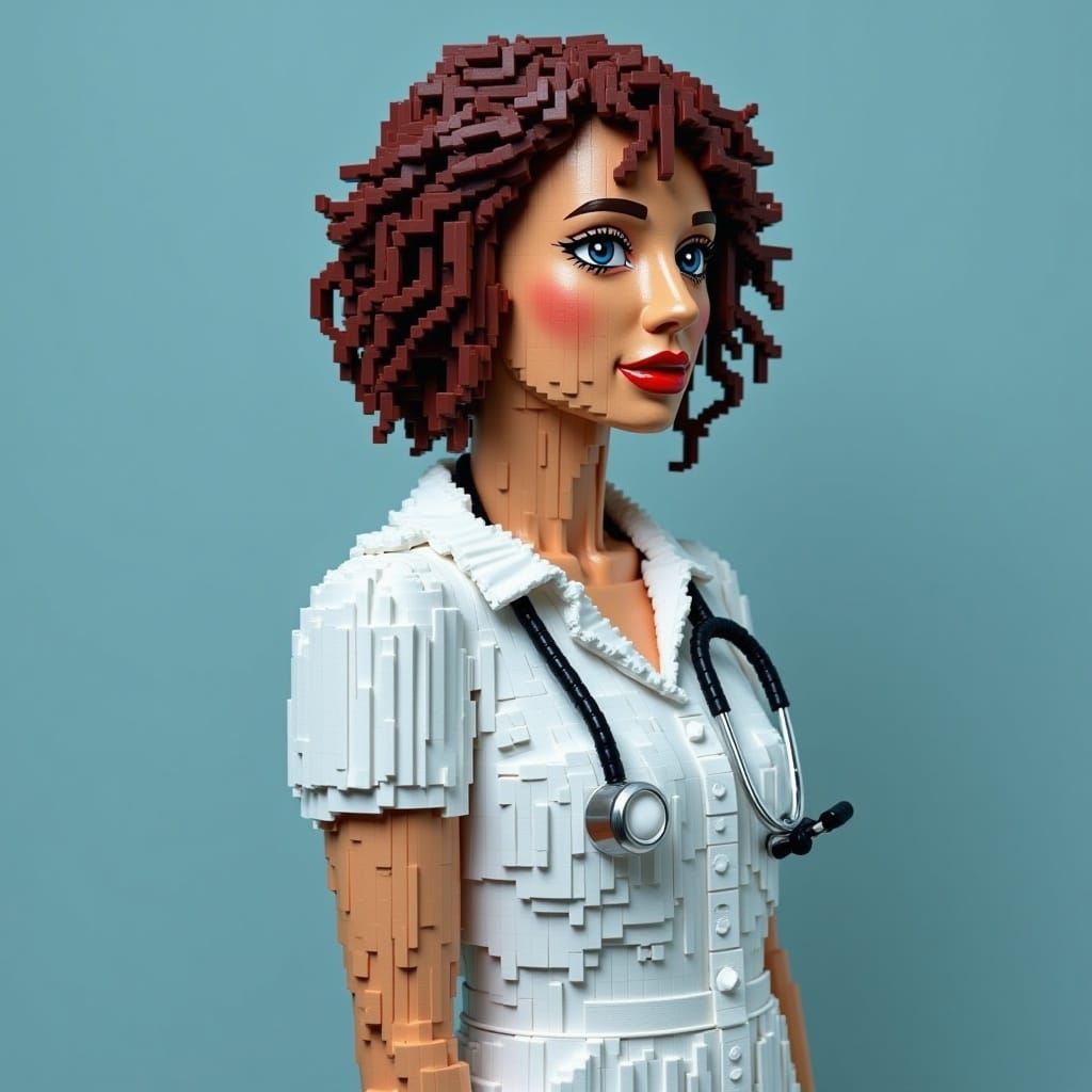  <lora:Brick meet Face:1.0> attractive nurse, one by one