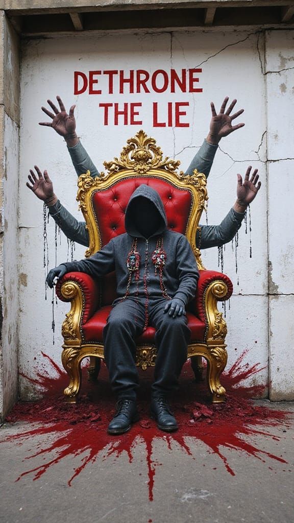 Cyberpunk Street Art Mural: Dethrone the Lie