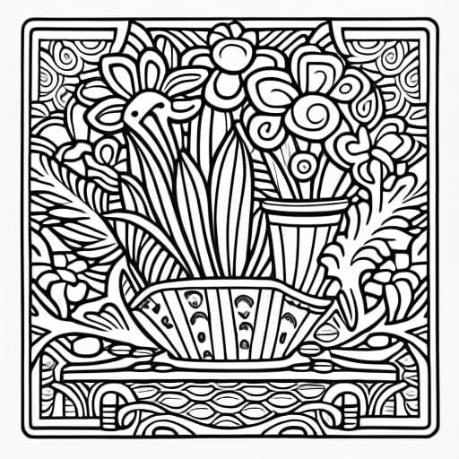 Coloring Book Prompt - Flowers in a Vase - AI Generated Artwork ...