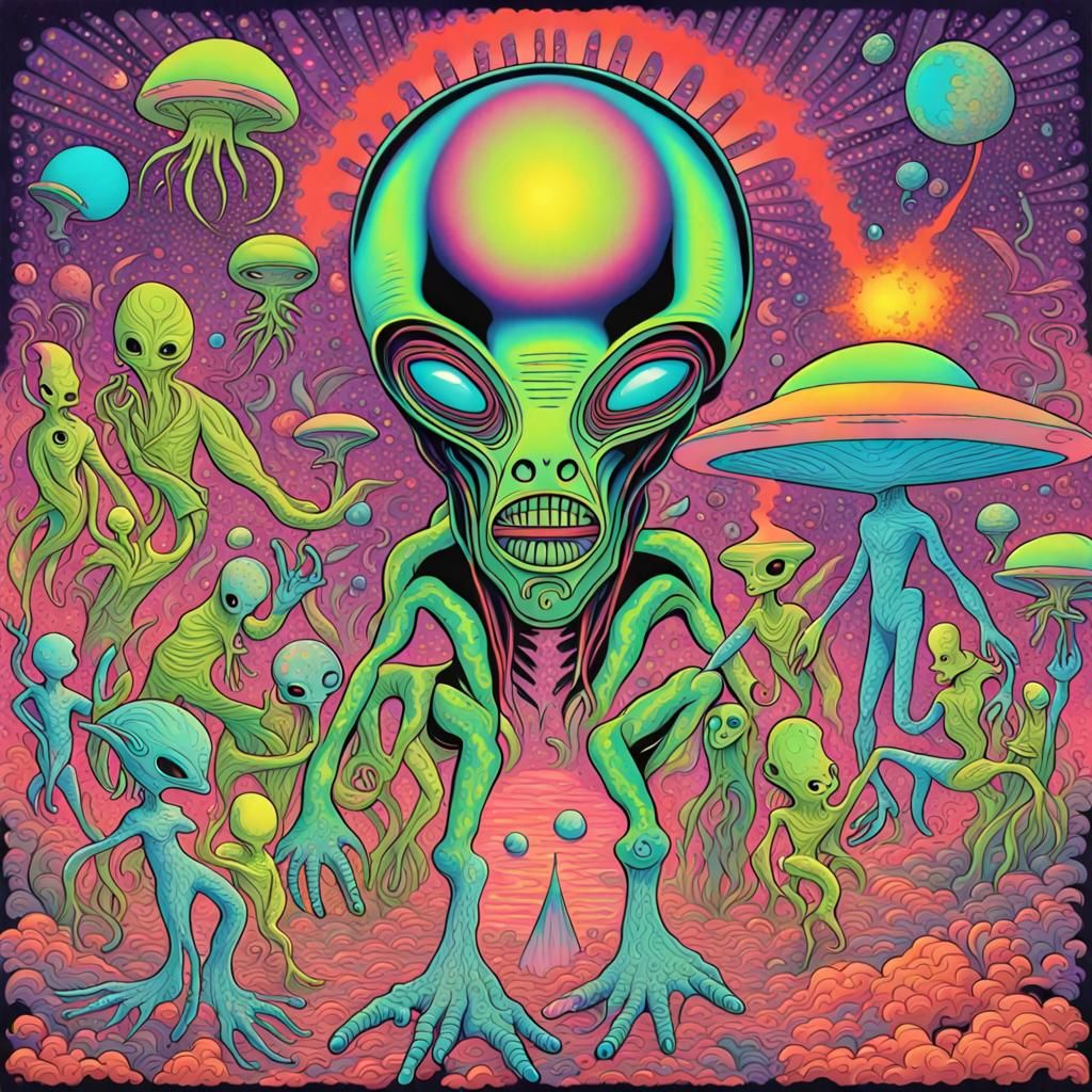 Aliens and us, peace man you psychedelic freak