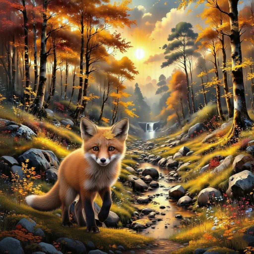 A Fox Kit's Autumn Day