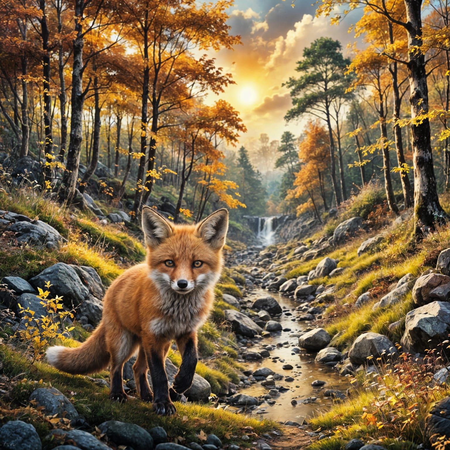 A Fox Kit's Autumn Day