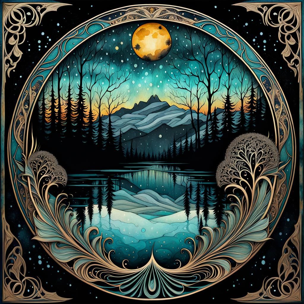 Winter night at the lake