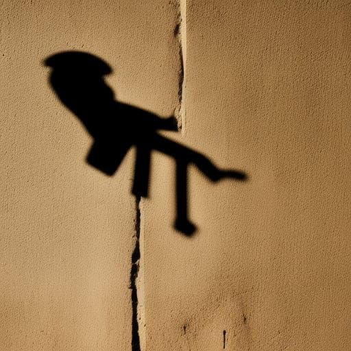 Shadow climbing up a wall